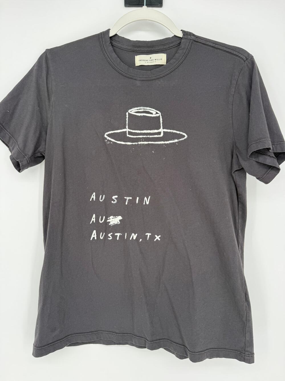 Imogene and Willie Austin Tx Texas Tee Hat Charcoal Gray White Chalk Unisex XXS